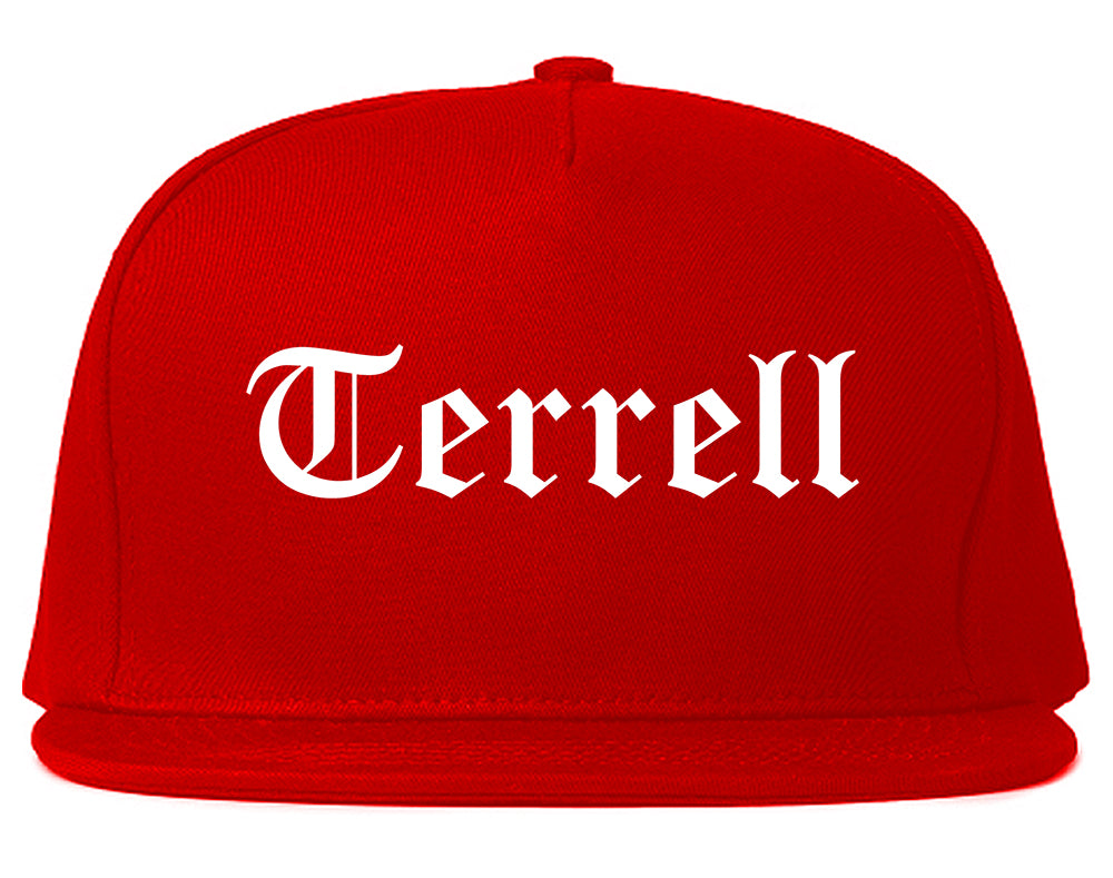 Terrell Texas TX Old English Mens Snapback Hat Red