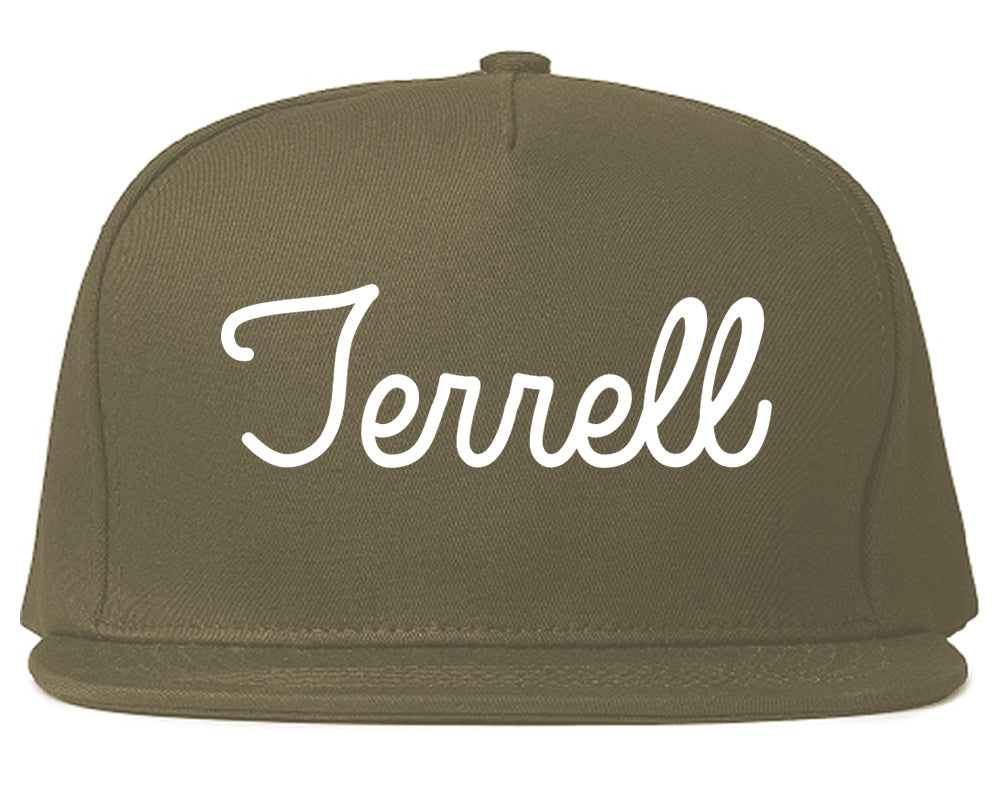 Terrell Texas TX Script Mens Snapback Hat Grey