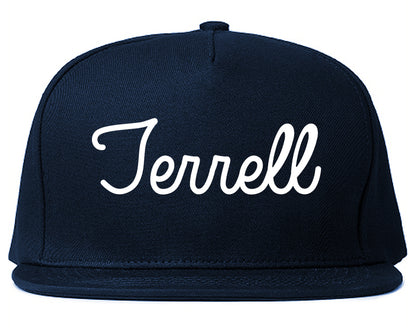 Terrell Texas TX Script Mens Snapback Hat Navy Blue