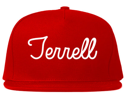 Terrell Texas TX Script Mens Snapback Hat Red