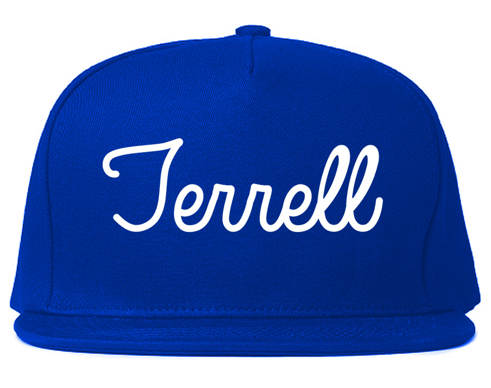 Terrell Texas TX Script Mens Snapback Hat Royal Blue