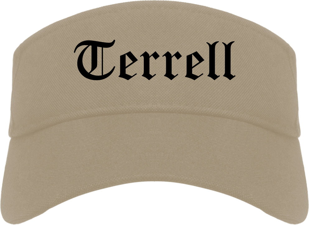 Terrell Texas TX Old English Mens Visor Cap Hat Khaki
