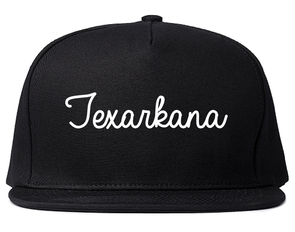 Texarkana Texas TX Script Mens Snapback Hat Black
