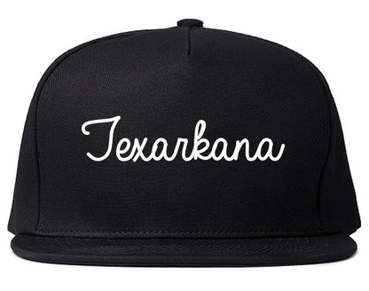 Texarkana Texas TX Script Mens Snapback Hat Black