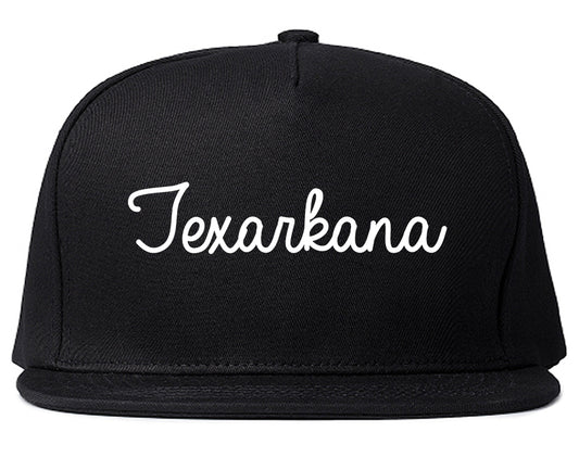 Texarkana Texas TX Script Mens Snapback Hat Black