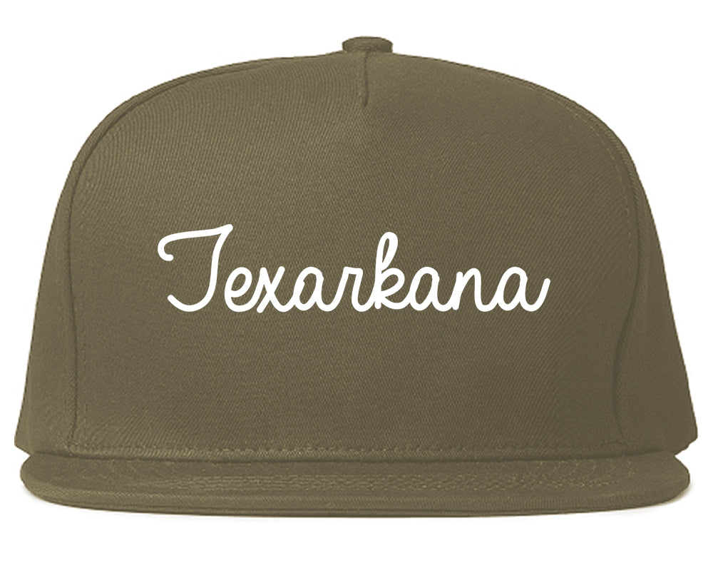 Texarkana Texas TX Script Mens Snapback Hat Grey