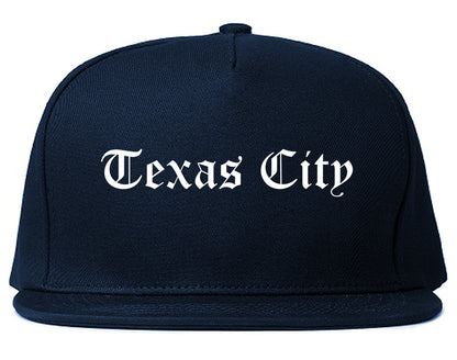 Texas City Texas TX Old English Mens Snapback Hat Navy Blue