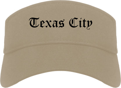 Texas City Texas TX Old English Mens Visor Cap Hat Khaki