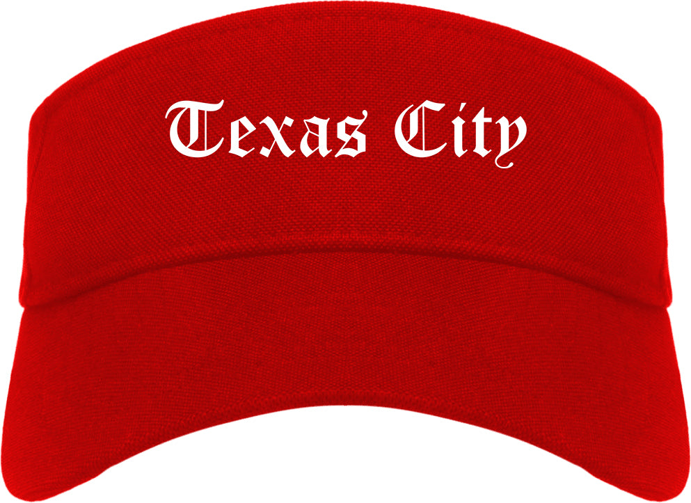 Texas City Texas TX Old English Mens Visor Cap Hat Red