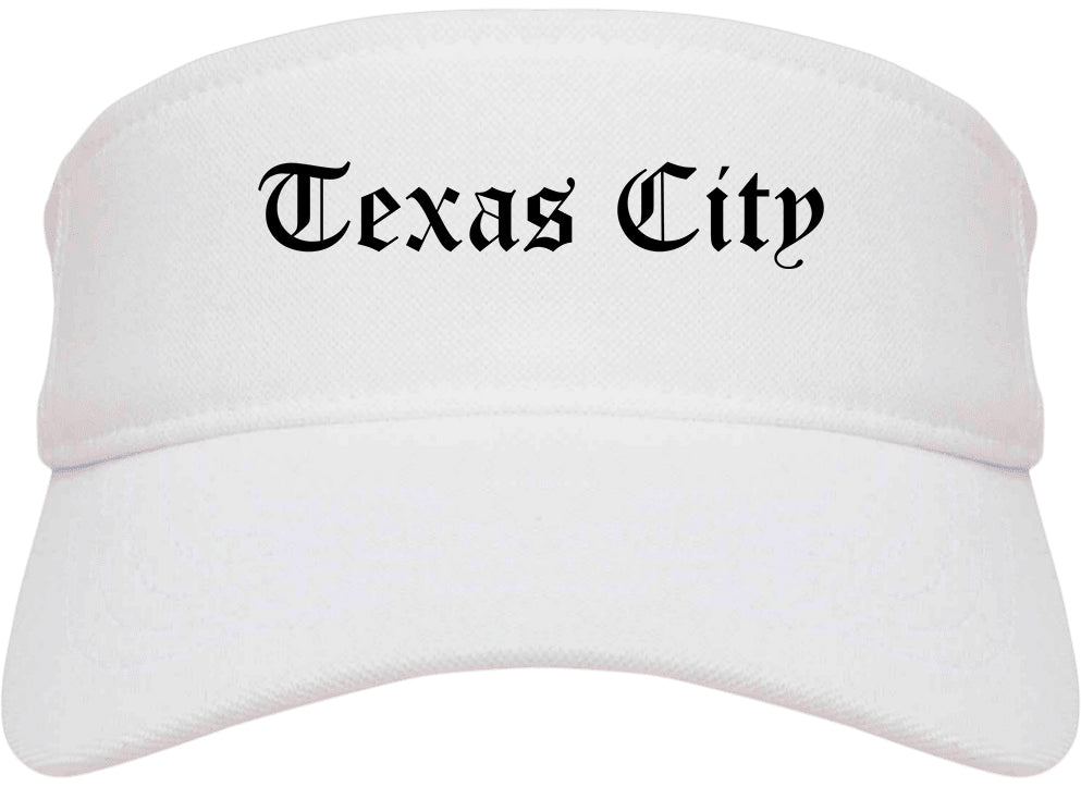 Texas City Texas TX Old English Mens Visor Cap Hat White