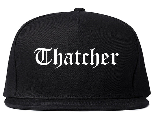 Thatcher Arizona AZ Old English Mens Snapback Hat Black