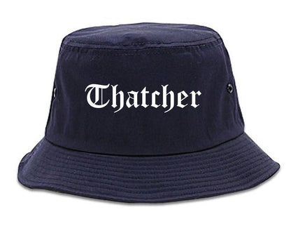 Thatcher Arizona AZ Old English Mens Bucket Hat Navy Blue