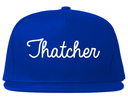 Thatcher Arizona AZ Script Mens Snapback Hat Royal Blue