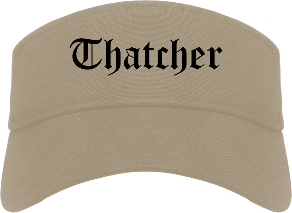 Thatcher Arizona AZ Old English Mens Visor Cap Hat Khaki