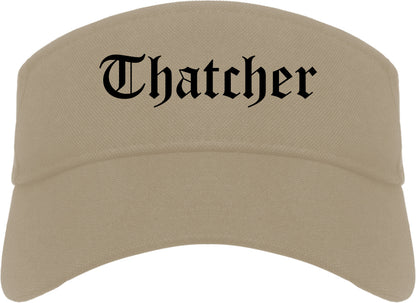 Thatcher Arizona AZ Old English Mens Visor Cap Hat Khaki