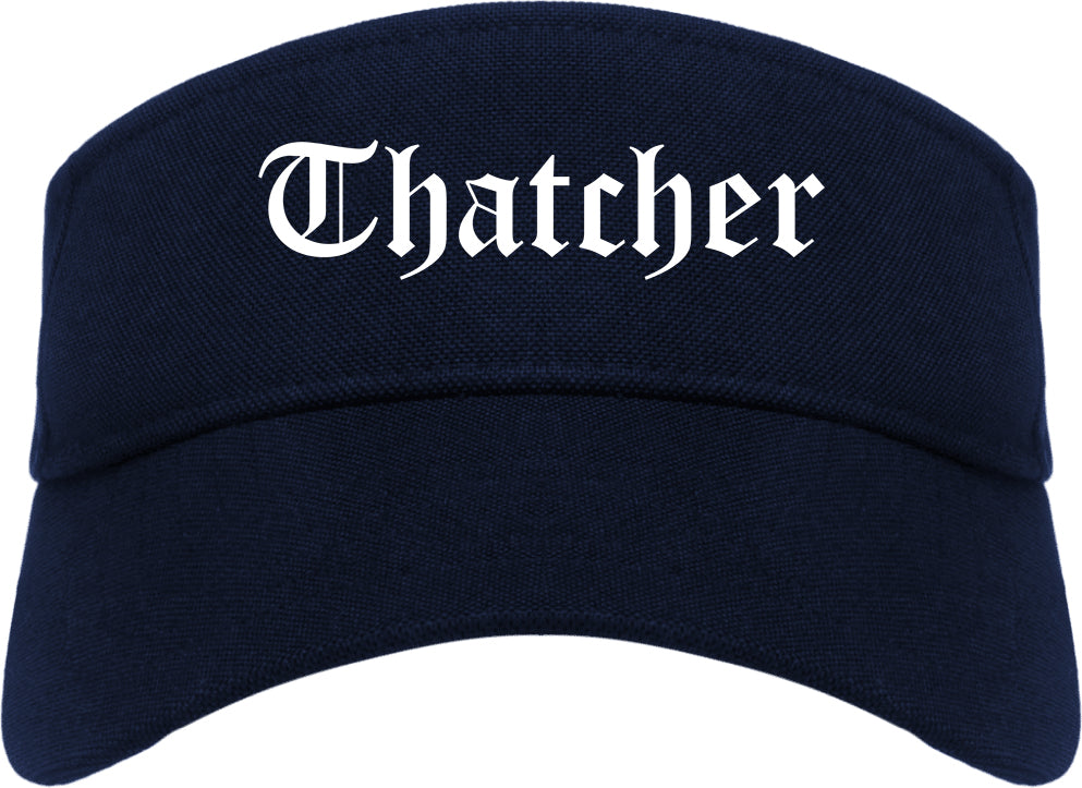 Thatcher Arizona AZ Old English Mens Visor Cap Hat Navy Blue