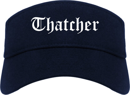 Thatcher Arizona AZ Old English Mens Visor Cap Hat Navy Blue