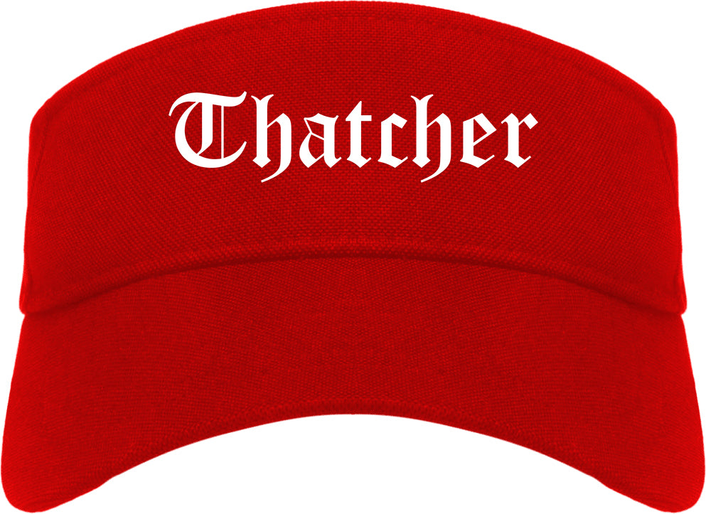Thatcher Arizona AZ Old English Mens Visor Cap Hat Red