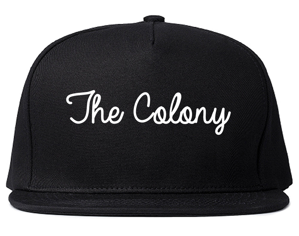 The Colony Texas TX Script Mens Snapback Hat Black