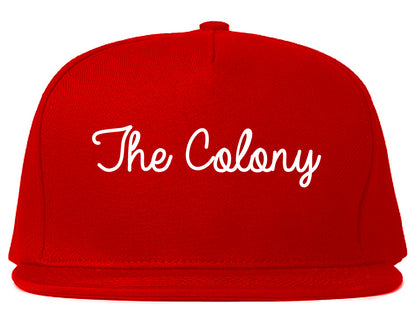 The Colony Texas TX Script Mens Snapback Hat Red