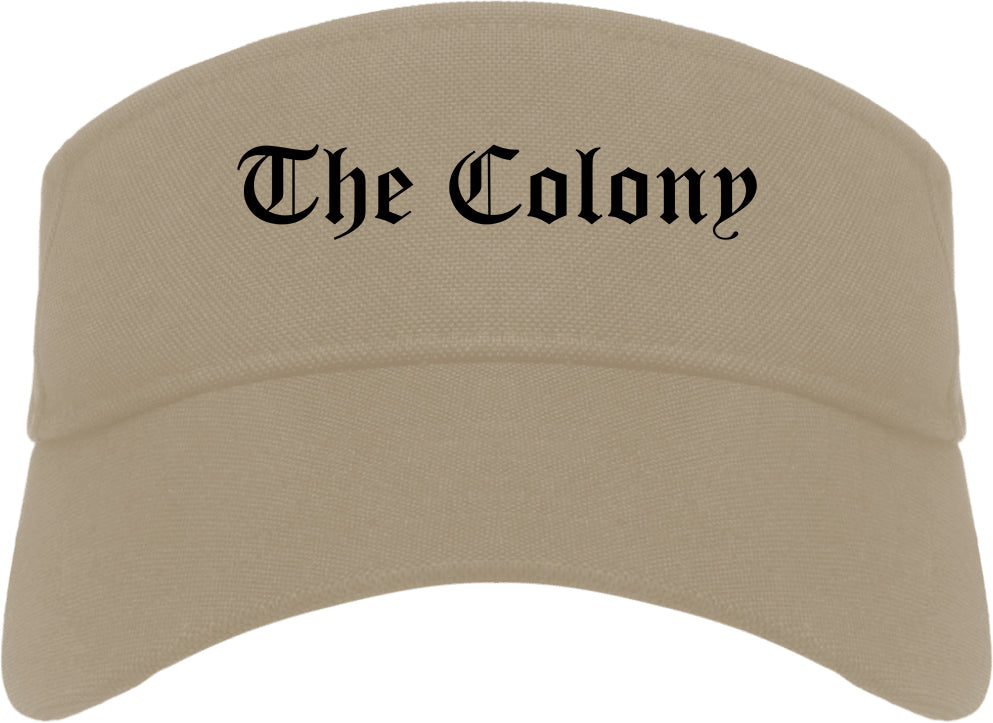 The Colony Texas TX Old English Mens Visor Cap Hat Khaki