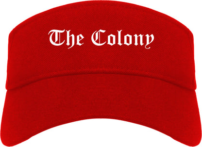 The Colony Texas TX Old English Mens Visor Cap Hat Red