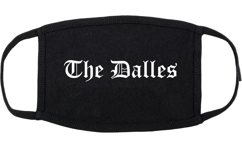 The Dalles Oregon OR Old English Cotton Face Mask Black