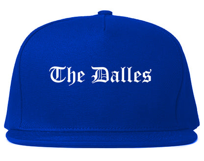 The Dalles Oregon OR Old English Mens Snapback Hat Royal Blue