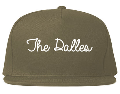 The Dalles Oregon OR Script Mens Snapback Hat Grey