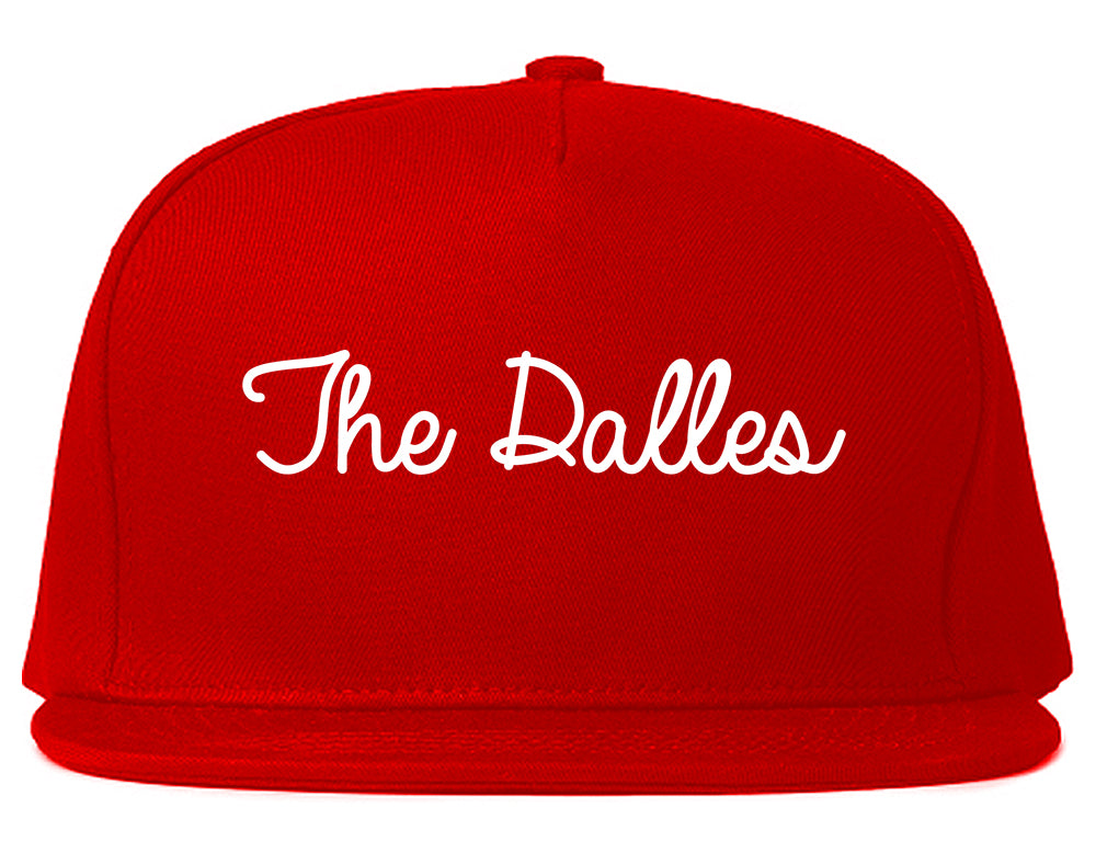 The Dalles Oregon OR Script Mens Snapback Hat Red