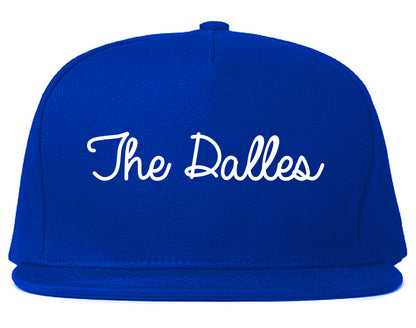 The Dalles Oregon OR Script Mens Snapback Hat Royal Blue