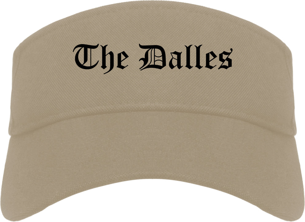 The Dalles Oregon OR Old English Mens Visor Cap Hat Khaki
