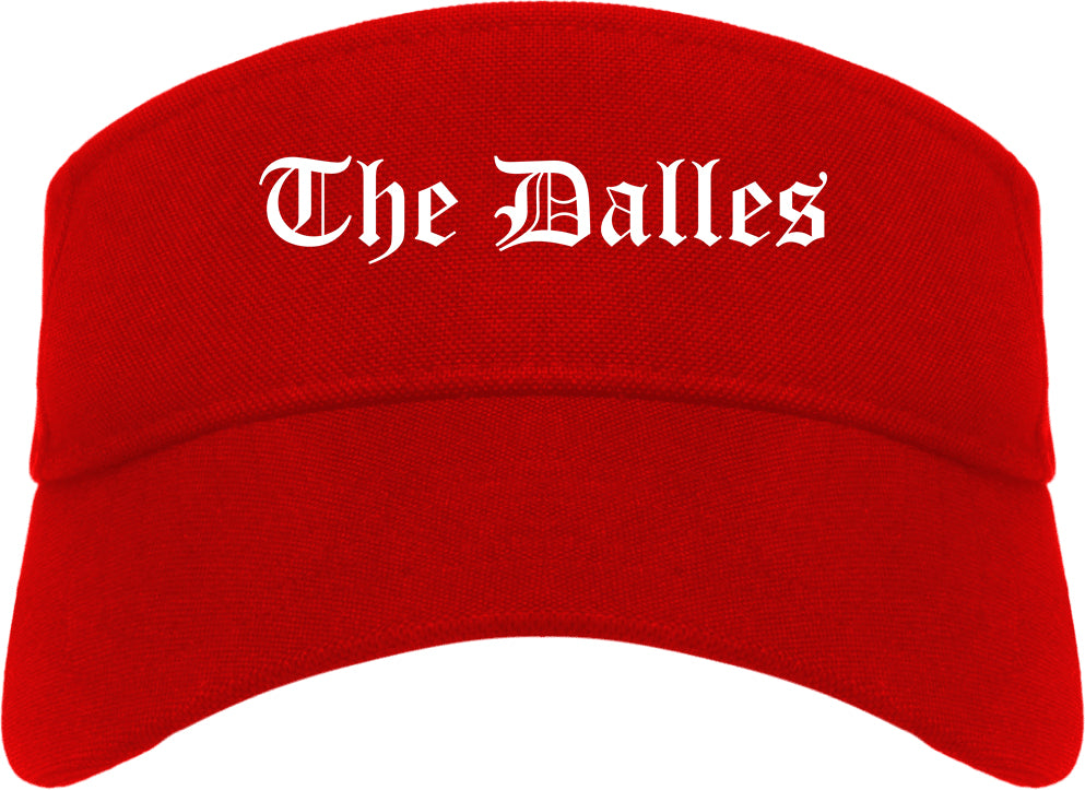 The Dalles Oregon OR Old English Mens Visor Cap Hat Red