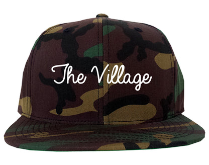 The Village Oklahoma OK Script Mens Snapback Hat Army Camo