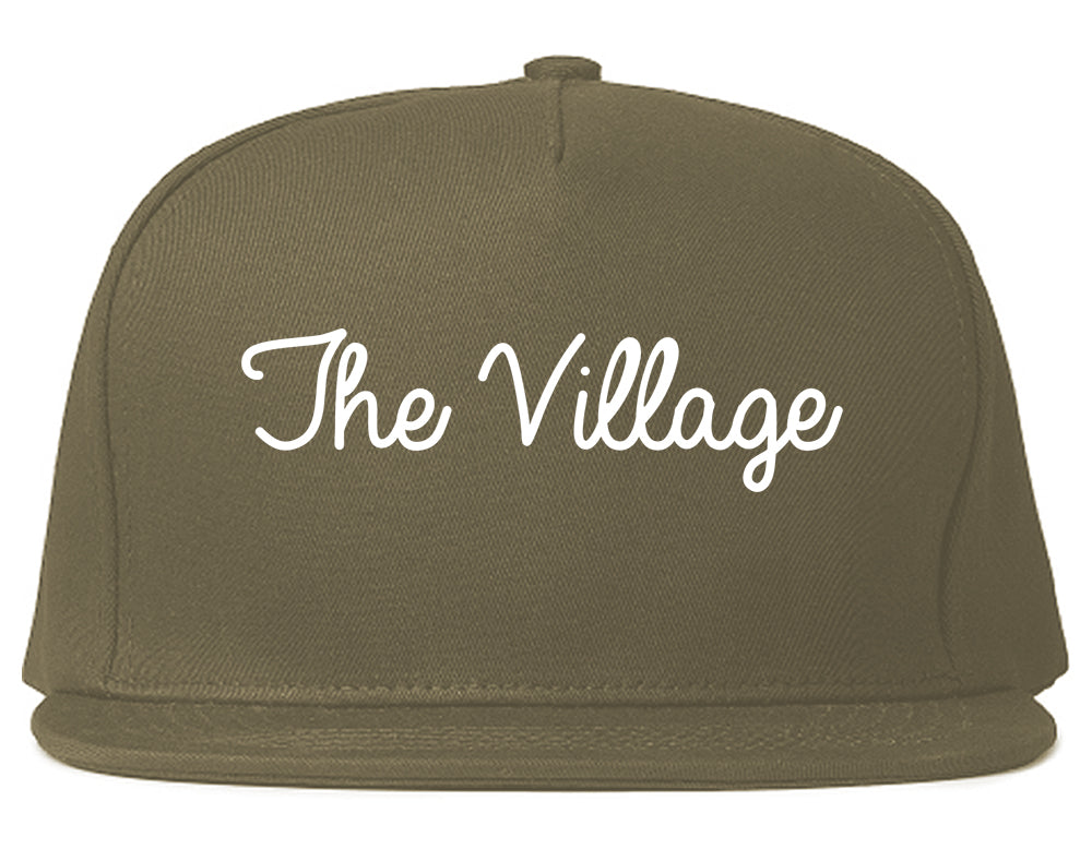 The Village Oklahoma OK Script Mens Snapback Hat Grey