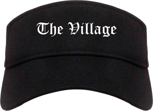 The Village Oklahoma OK Old English Mens Visor Cap Hat Black