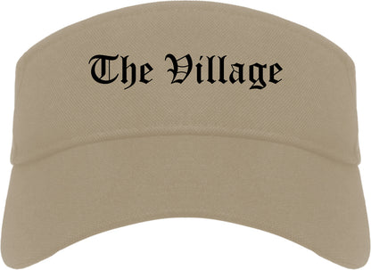 The Village Oklahoma OK Old English Mens Visor Cap Hat Khaki