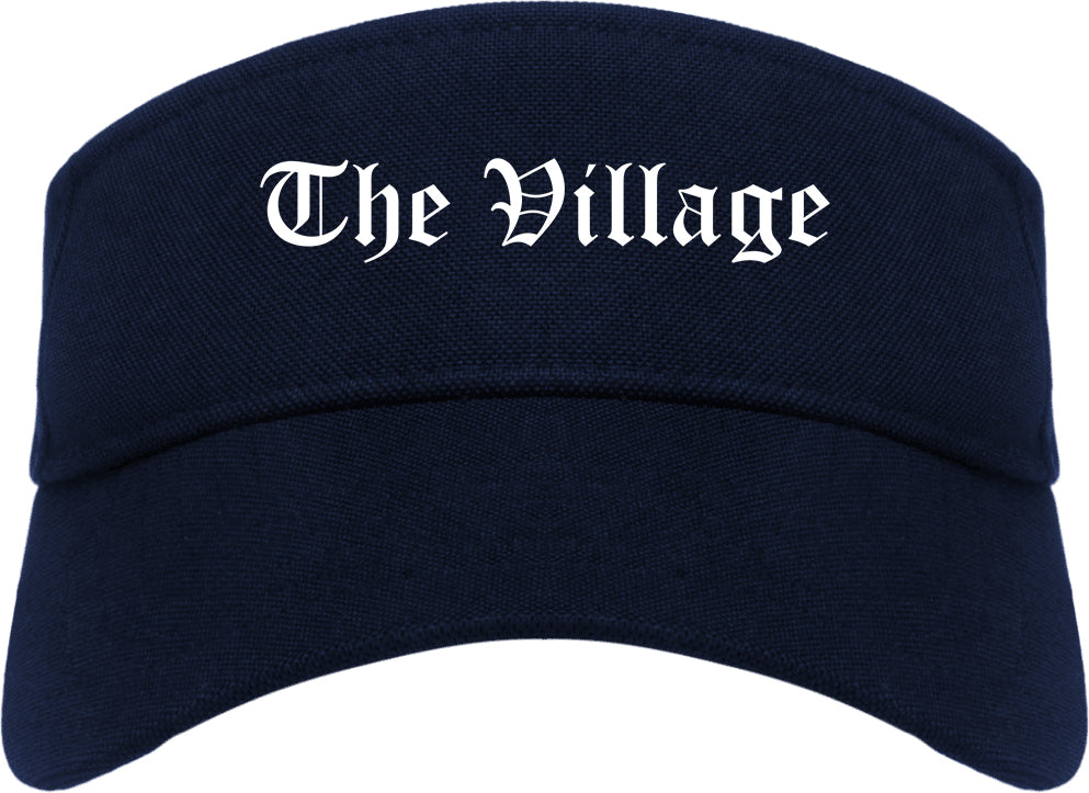 The Village Oklahoma OK Old English Mens Visor Cap Hat Navy Blue