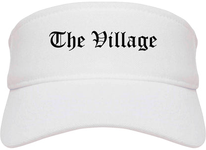 The Village Oklahoma OK Old English Mens Visor Cap Hat White