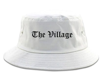 The Village Oklahoma OK Old English Mens Bucket Hat White