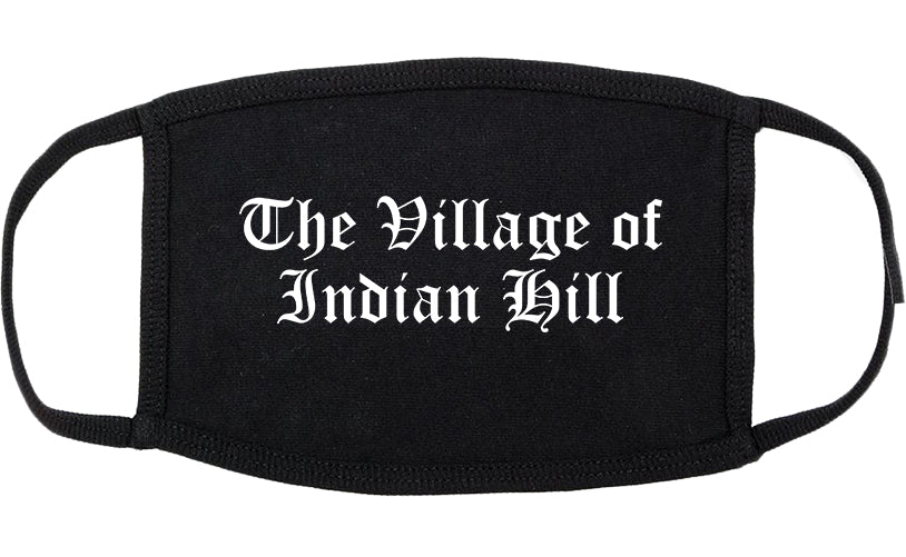 The Village of Indian Hill Ohio OH Old English Cotton Face Mask Black