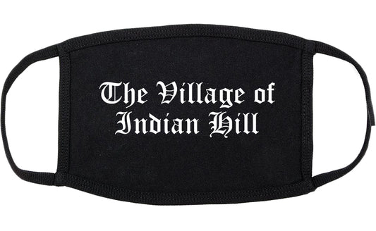 The Village of Indian Hill Ohio OH Old English Cotton Face Mask Black