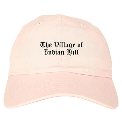 The Village of Indian Hill Ohio OH Old English Mens Dad Hat Baseball Cap Pink