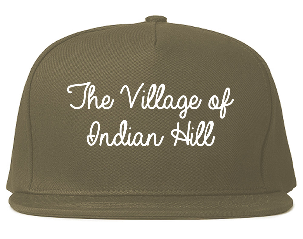 The Village of Indian Hill Ohio OH Script Mens Snapback Hat Grey