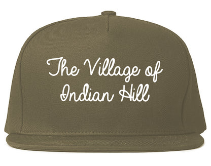 The Village of Indian Hill Ohio OH Script Mens Snapback Hat Grey