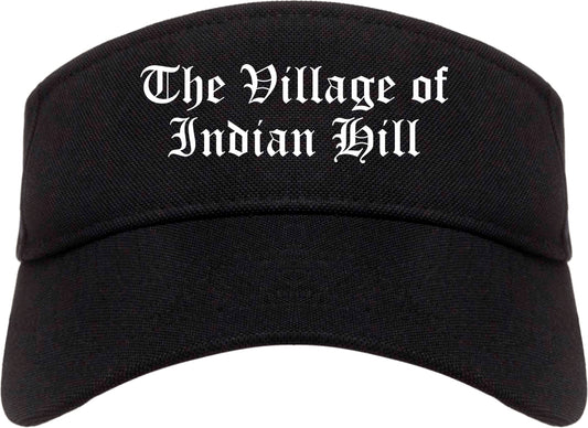 The Village of Indian Hill Ohio OH Old English Mens Visor Cap Hat Black