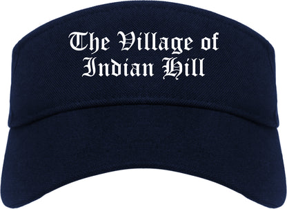 The Village of Indian Hill Ohio OH Old English Mens Visor Cap Hat Navy Blue