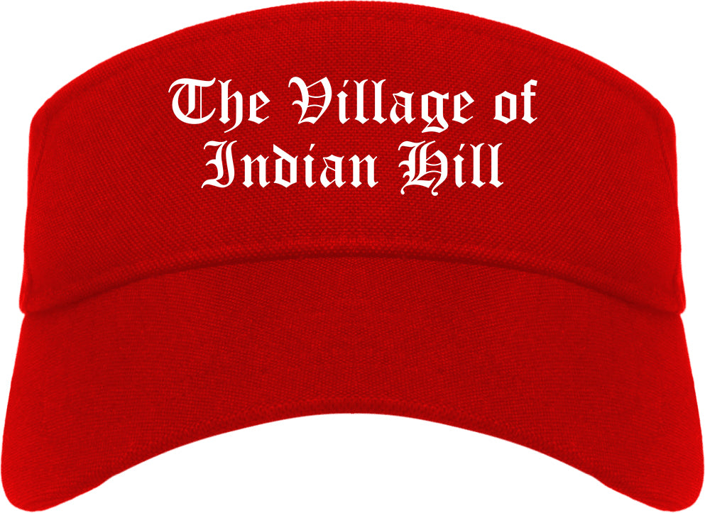The Village of Indian Hill Ohio OH Old English Mens Visor Cap Hat Red