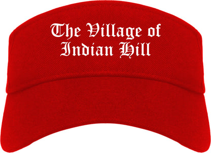 The Village of Indian Hill Ohio OH Old English Mens Visor Cap Hat Red