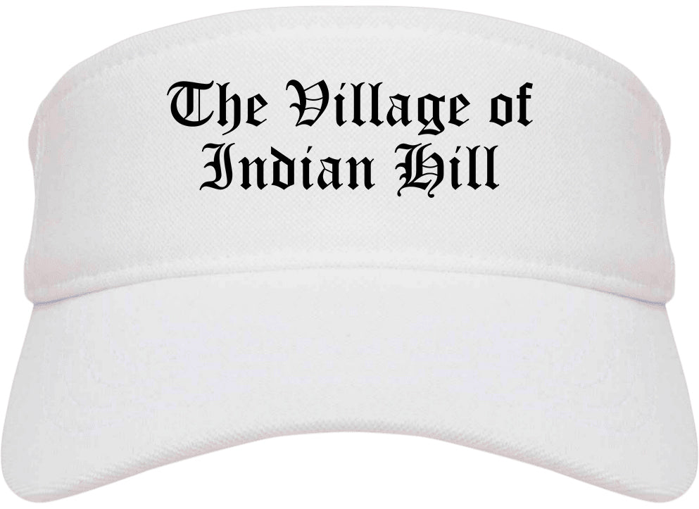 The Village of Indian Hill Ohio OH Old English Mens Visor Cap Hat White
